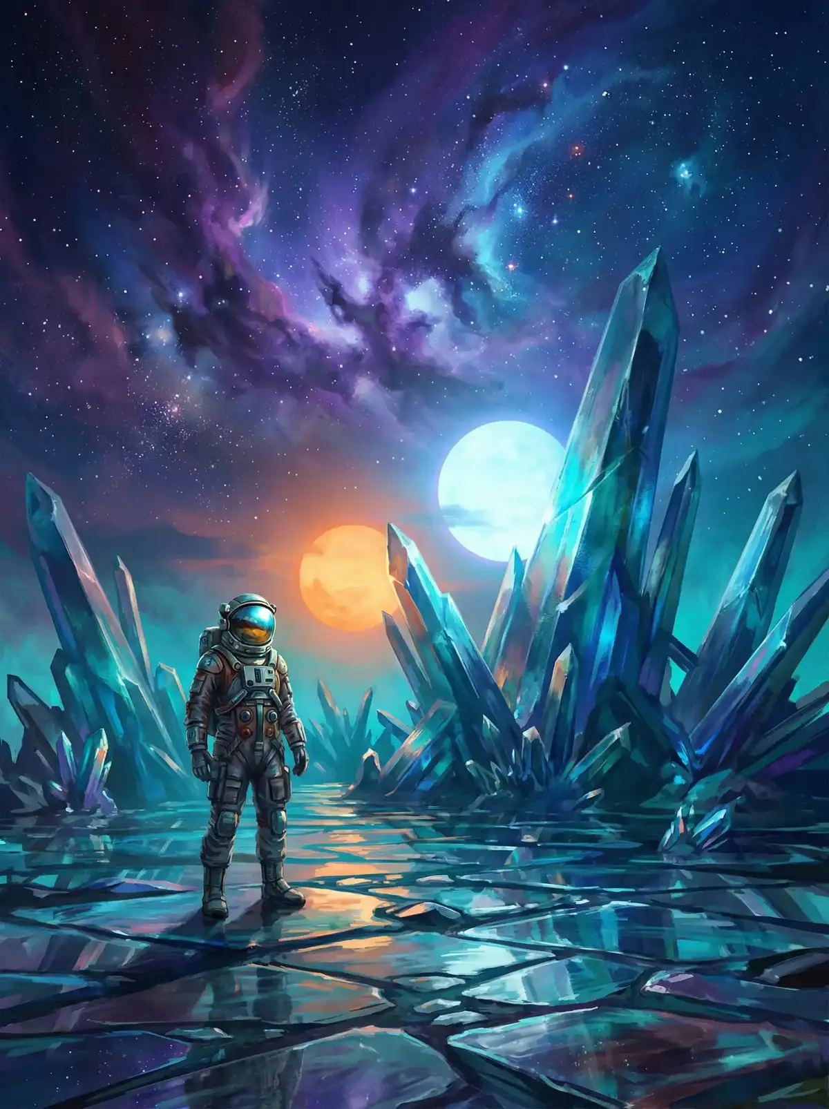 麻豆tv- - 异星探索者在结晶星球表面行走